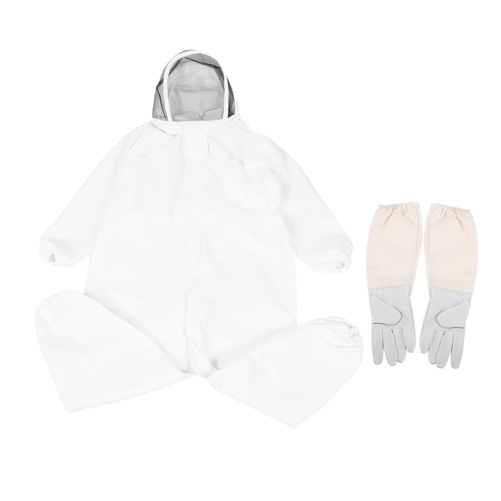 Tuta Protettiva Apicoltura Professionale in Cotone con Guanti Ventilata Traspirante per Uomo Donna Copertura Totale Pungiglione per Apicoltori Esperti Vestibilità Comoda e Facile