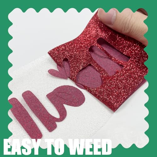 Image of Red Glitter HTV Heat Transfer Vinyl, 12 inch x 5ft lron on Vinyl, for T-Shirt Ironing, Vinyl HTV Easy to Cut and Weed, The Best Choice for DIY Creativity. (red, 12 inch x5ft)