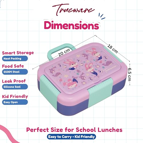 Image of Trueware Galaxy 2 304 Stainless Steel PU Insulated Lunch Box with Two Compartment BPA Free, Food Grade Ideal for School, Picnic, Office & Outdoor - 530ml
