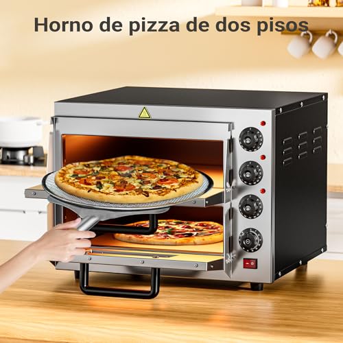 Miniatura 8 de Horno Para Pizzas Con 2 Niveles 3000w Acero Inoxidable Piedra De Cordierita Accesorios De Cocina