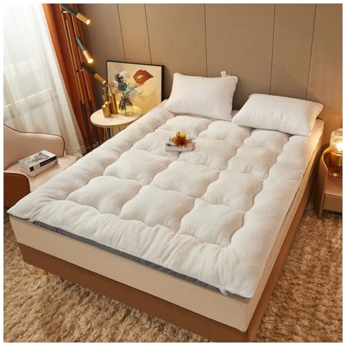 Manta sherpa ultrasuave de 140 x 200 cm, extra gruesa, transpirable, acogedora funda de futón en color blanco, perfecta para viajes en casa y todas las estaciones