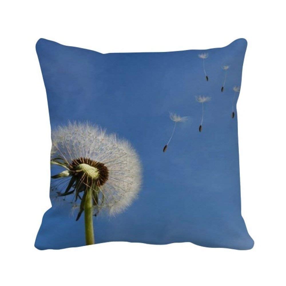 Housse de coussin carrée pissenlit bleu ciel 45x45 cm pour salon
