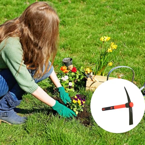 MUKCHAP 2 PCS 15 Inch Garden Pick Mattock, Pick Axe with Red Fiberglass Handle, Garden Mattock Pickaxe Tool for Gardening, Cultivating, Forged Steel Head