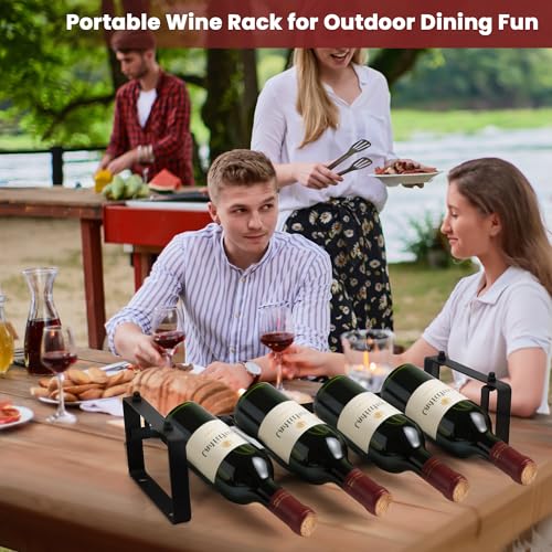 STAEVER Stackable 4 Bottles Wine Rack – Compact Metal Wine Holder for Countertop, Cabinet, Pantry, Bar, or Small Spaces – Small Freestanding Wine Storage Organizer for Tight Spaces (1 Tier, Black) - Thumbnail 4