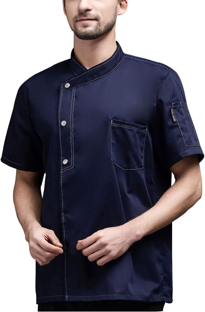Cooking Chef Coat Short Sleeve Unisex Chef Jacket Working Jacket Hotel Kitchen Shirts Food Service Work Uniform