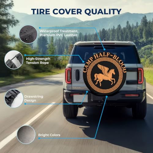 Image of GENANY Greek Mythology Father's Day PVC Spare Tire Cover for RV Trailer, Waterproof, Size 18 Fits 33-35 Inch