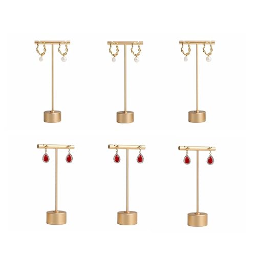 6pcs Gold Earring display T bar stand for selling, Metal