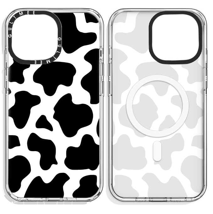 GULTMEE Magnetic for iPhone 14 Pro Case Cute Cow Print Print [Compatible with MagSafe][Military-Grade Drop Tested] Shockproof Protective Slim Cover