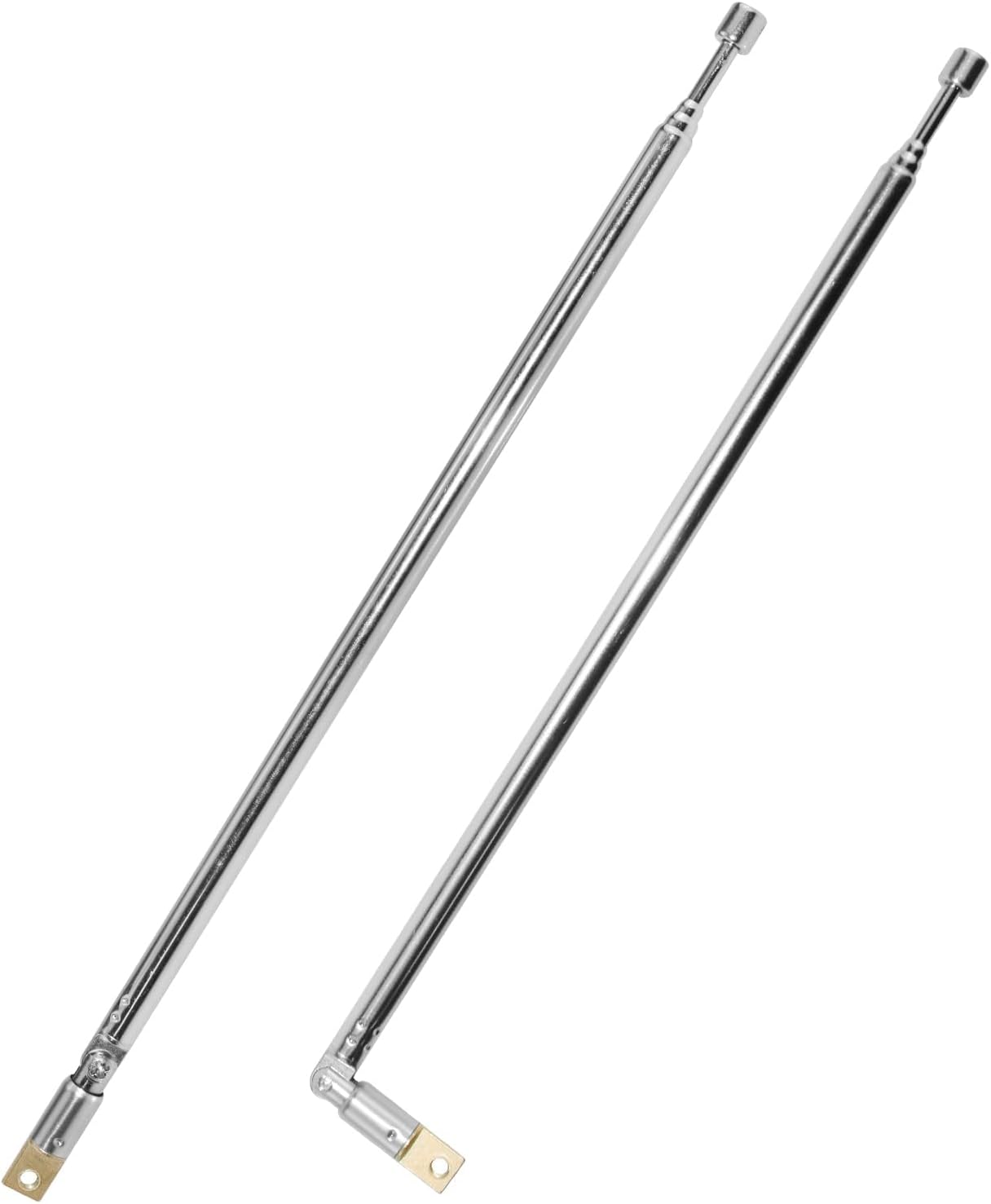 Aifeier ET 2Pcs Telescopic Antenna, 24 Inch Long 4 Section Stainless Steel Radio Antenna for Audio, TV Tuners, Radio Receivers, Walkie Talkies