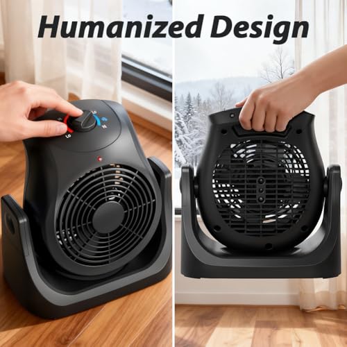 Image of Portable Electric Space Heater Cooling Desk Fan 2 in 1 Heater Fan Combo with 45 Tilt, 2 Wind Speeds, 1500W Overheat Protection Personal Small Heater for Home Office