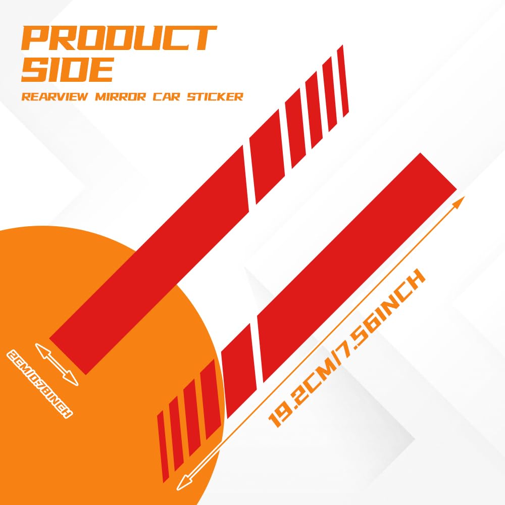 2PCS Car Rear View Mirror Stickers Waterproof Auto Side Rearview Mirrors Decal Stripes Universal Anti-Collision Striped Automotive Warning — view 2