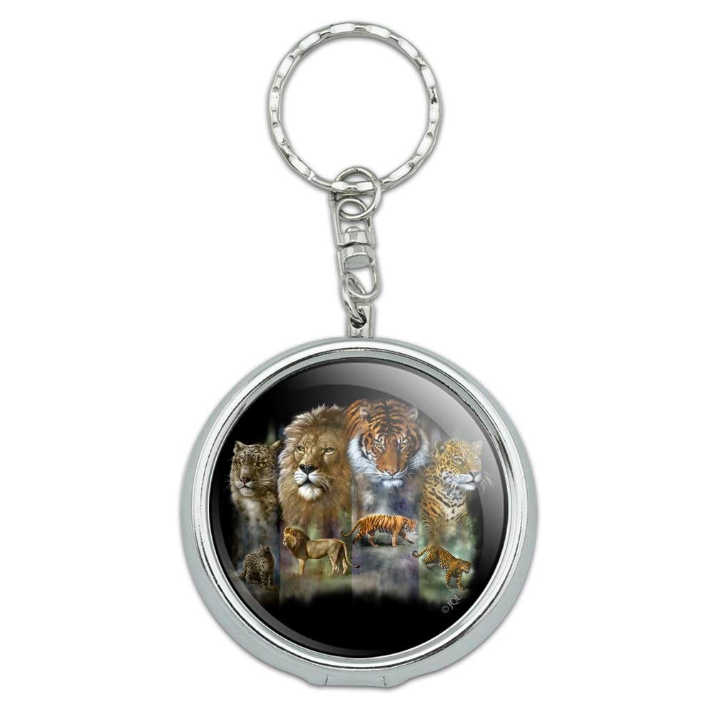 GRAPHICS & MORE Lion Tiger Snow Leopard Big Cats Portable Travel Size Pocket Purse Ashtray Keychain with Cigarette Holder