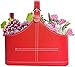 YRHH Leather Storage Basket, Magazine and Newspaper Holders Wine Flowers Fruits Magazine Holder Rack/Bins,with Top Handle for Holiday Presents Gifts Display -Coffee||L-Red