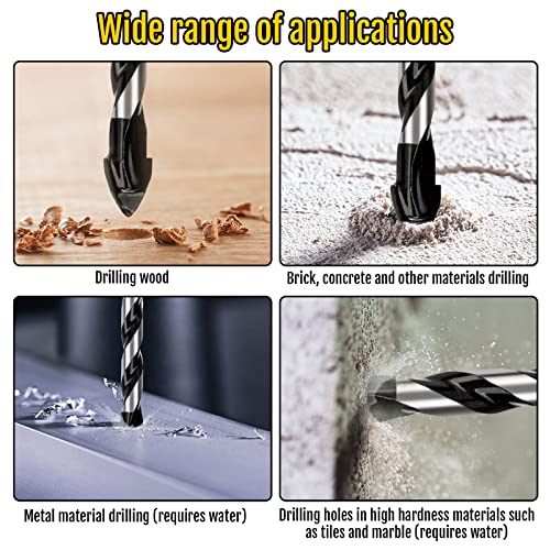 Toega 7Pcs Carbide Drill Bits - Easily Penetrate Various Materials Masonry Drill Bit Set, Flat Design Sharp Tip Concrete Drill Bits, Triangular Non Slip Handle, Suitable For Marble, Glass, Wood #TOP2