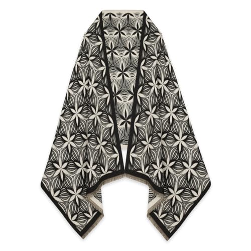 Relang Scarfs for Women Pashmina Silky Shawl Wrap for Evening Dressing Blanket Open Front Poncho Cape (Classic Khaki Plaid