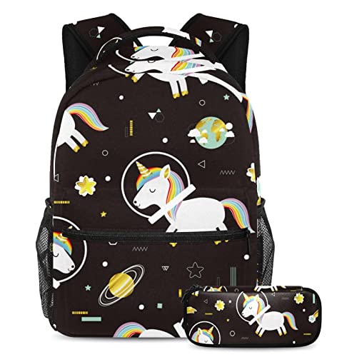 Sac à dos Licorne Espace et étui à stylo pour l'école et les loisirs des enfants