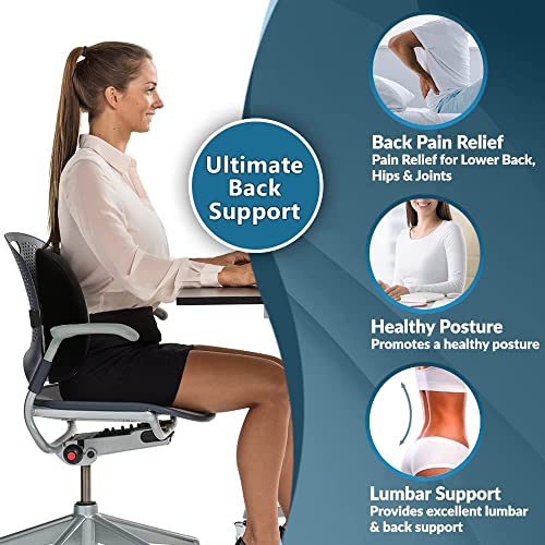 Image of MRRON Back Support for Office Chair | 3 Years Warranty | Medical Grade Memory Foam Car Seat Back Support, Orthopedic Lumbar Back Rest for Back Pain Relief - Back Pillow for Sitting Long Hours