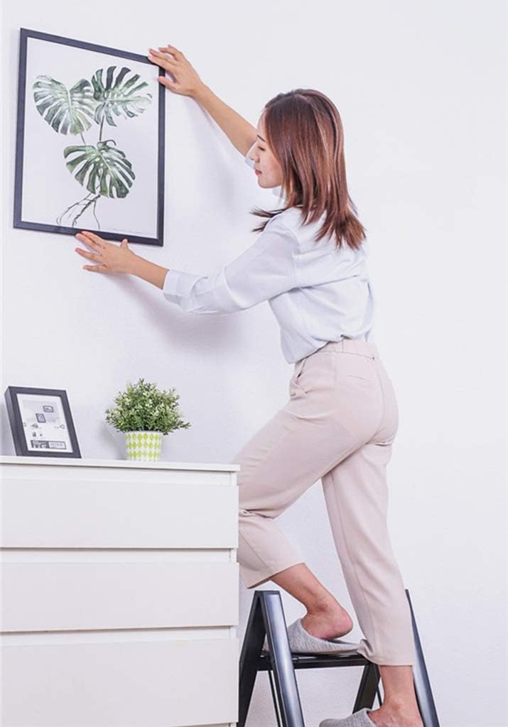 Tools & Home Improvement Practical 3 Step Ladder, Household Folding Step Stool Indoor Aluminum Alloy Storage Rack Bedroom Bookshelf Flower Stand Black/Gold Strong (Color : Gold, Size : 8245.564cm)