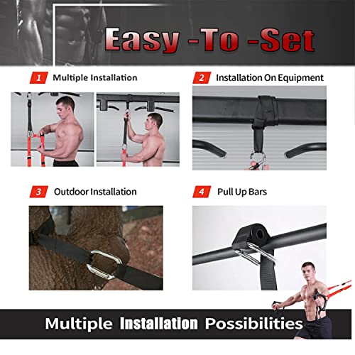 Bodyweight Resistance Training Straps, Complete Home Gym Fitness Trainer Kit For Full-Body Workout, Included Door Anchor, Extension Strap, Fitness Guide #TOP3