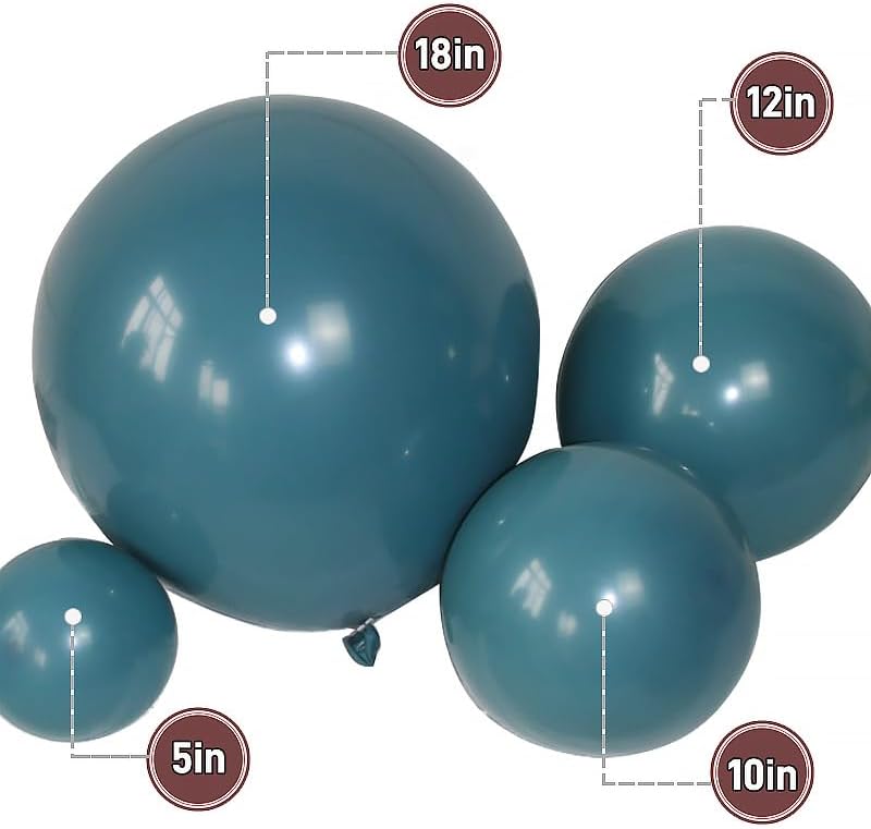 Miniatura 4 de Globos de color azul polvoriento, 83 piezas de 1812105 pulgadas, diferentes tamaños, color verde azulado oscuro, kit de arco de guirnalda de globos