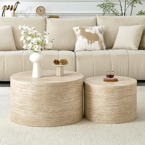 SZTHHDF Modern Round Nesting Coffee Tables Set of 2
