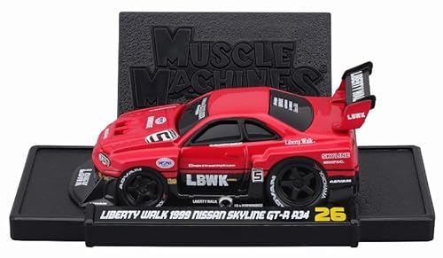 Maisto マッスル マシーンズ シリーズ 1/64 MM Liberty Walk 1999 ニッサン スカイライン GT-R R34 レッド/ブラック 完成品