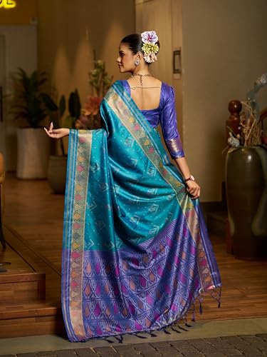 Image of MADHUHANSH Women's Cotton Linen Saree with Unstitched Blouse Piece and Solid Pattern | Mithila Painting Saree | Saree for Haldi Ceremony