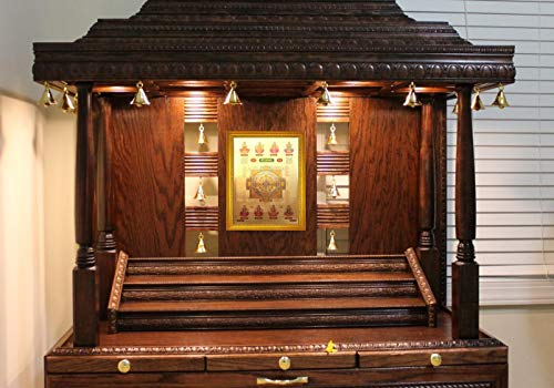 Image of ADA Handicraft Wood Ashta Lakshmi Shri Yantram Laxmi Kubera Diwali Puja Hindu Religious God Photo Frame for Wall and Pooja Room (35 * 25) cm