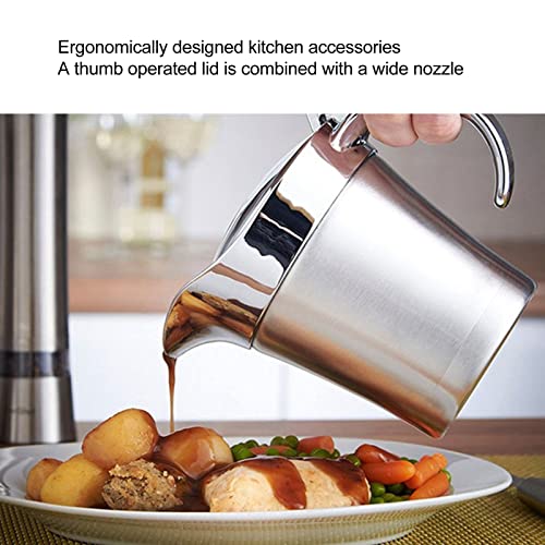 Molheira Com Tampa, Panela De Aço Inoxidável 750ML Panela De Molho De Bife De Parede Dupla Molheira