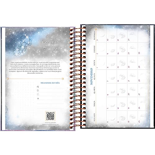 Tilibra - Agenda Espiral Diária 14 x 20 cm Magic 2024 - Fundo Branco com Manchas Rosa, Azul e Verde-