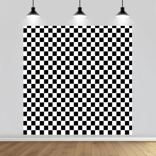 Fondo fotográfico a cuadros negro y blanco 8x8FT miniatura 3