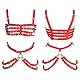 BBOHSS Damen Leder Body Harness BH Strumpfband Gürtel Set Punk Gothic Dance Karneval Kostüm Zubehör (rot)