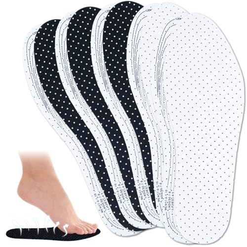 5 Pairs Breathable Cushioned Insole Ultra-Soft Cushioned Walking Comfort Insole Double Latex Foam Perforated Insole Cuttable Replacement Insole for Men 7-11 Woman 2-8(Black,White)