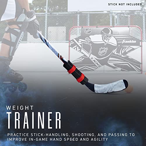 Franklin Sports Hockey Stick Weight - Hockey Training Aid + Accessory for Stick Handling + Shooting Skills - Adjustable Weight 3.5 to 14 Ounce Stick Training Weight - Hockey Training Equipment Black