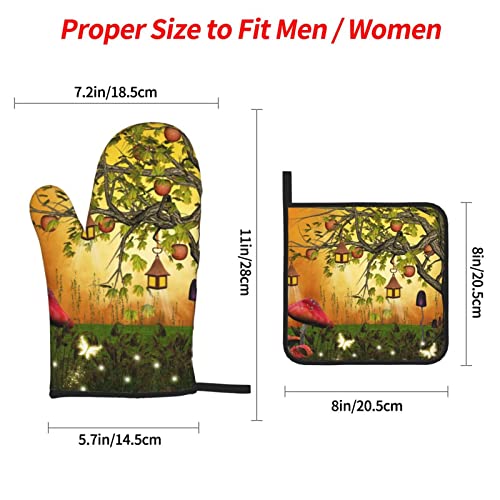 Fairies Butterflies Elves Oven Mitts And Pot Holders Heat Resistant 4Pcs Set Bbq Gloves And Pads For Cooking Baking Grilling #TOP3