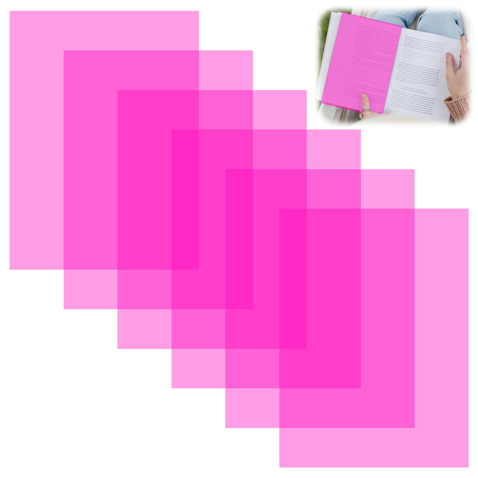 6 Pcs Dyslexia Overlays,A4 Coloured Overlays for Dyslexia,Highly Transparent,Scratch-Resistant,Reading Overlays Aid for Dyslexia, Adhd,Irlens Syndrome,Reduce Visual Stress (pink)
