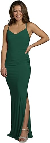 David's Bridal Jersey Cowl Neck Cross Back Sheath Dress, Women's Size L, Juniper