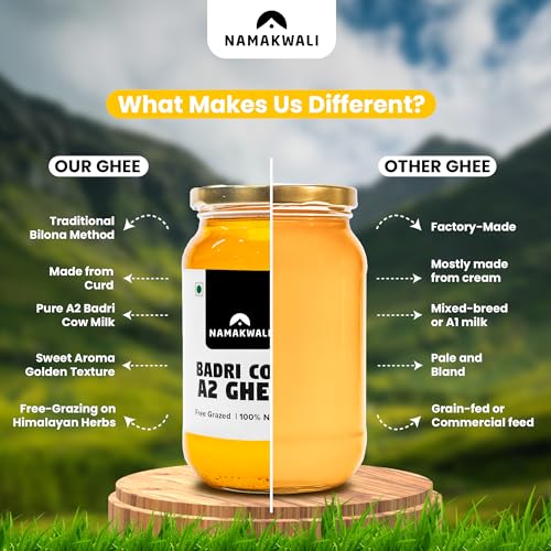 Image of Namakwali A2 Badri Cow Ghee 500ml | Traditional Vedic Bilona Method | Curd-Churned & Cultured | Grassfed, Pure, Natural & Danedar | Lactose-Free, Gluten-Free | 100% Natural & Lab-Tested | Certified Traditional Gaye ka Ghee