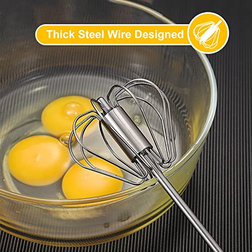 Jliup Egg Beater Hand: 2 Pack Hand Easy Whisk Egg Beater, Stainless Steel Hand Push Egg Beater Manual Mixer Blender For Home Kitchen Tool Wisking, Beating & Stirring (14 Inch And 10 Inch) #TOP1