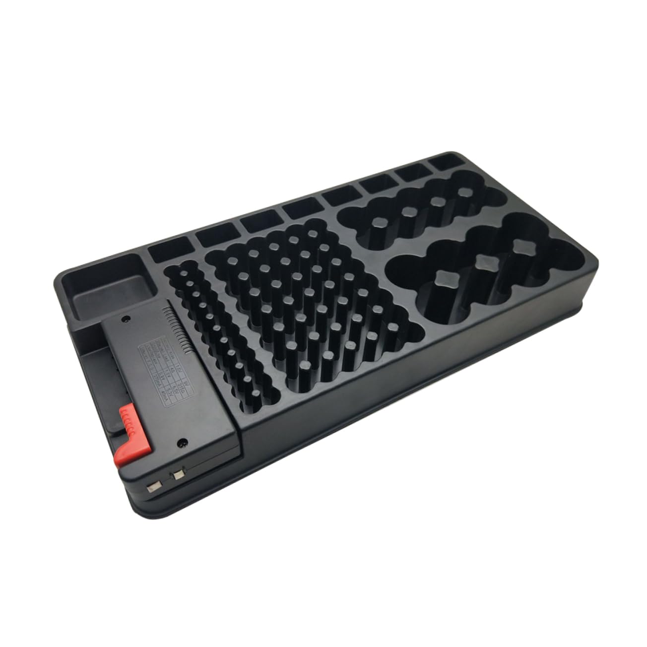 Mikikit 98stücke Batterieaufbewahrungsbox Mit Tester Organizer Für Aa Aaa Batterien Robustes Kunststoffmaterial Klassifizierte Fächer Für Einfache Organisation Wandmontage Möglich