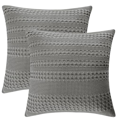 PHF 100% Cotton Waffle Weave Euro Sham Covers, 2 Pack 26