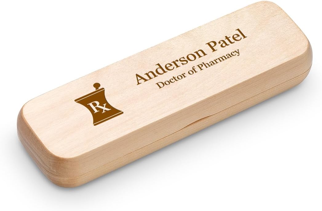 Executive Gift Shoppe | Pharmacist Theme Laser Engraved Maple Wood Double Pen and Box Set