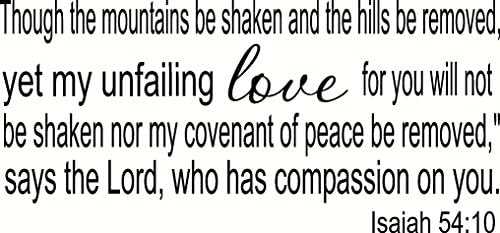 Isaiah 54:10. Though the Mountains Be Shaken.my Unfailing Love.will Not Be Shaken.bible Verse Inspired Wall Decal, Our Inspirational Christian Scripture Wall Arts Are Made in the Usa.
