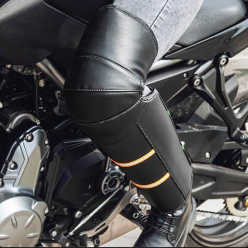 Protectores térmicos rodillas motocicleta con tiras reflectantes nocturnas para invierno 4