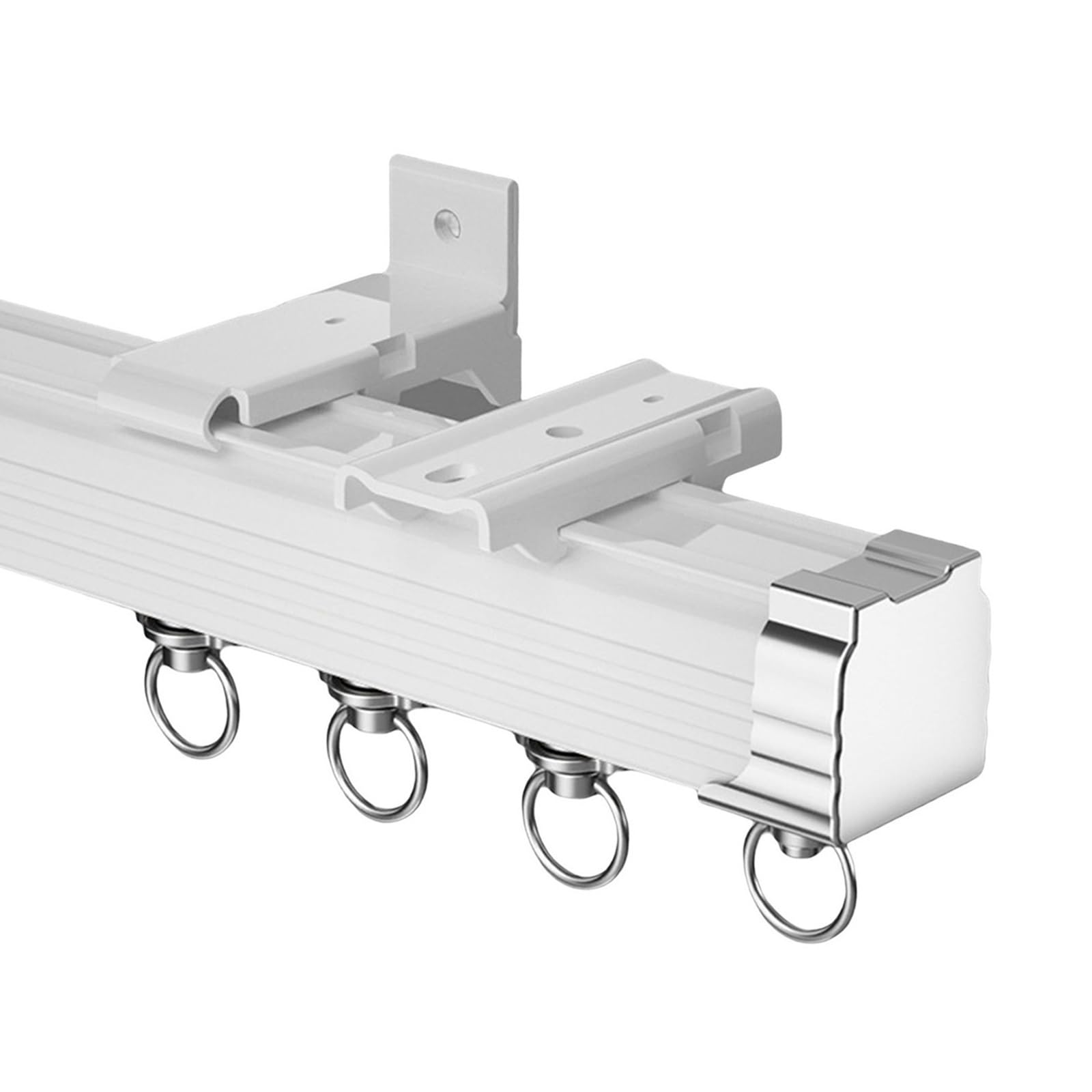 Rail Rideaux Plafond pour 1 à 6 m, Rail de Rideau à Montage Mural Tringle à Rideaux Robuste Rail pour Rideaux Séparateur de Pièces en Aluminium(White-Wall,4.2m(3 * 1.4m))