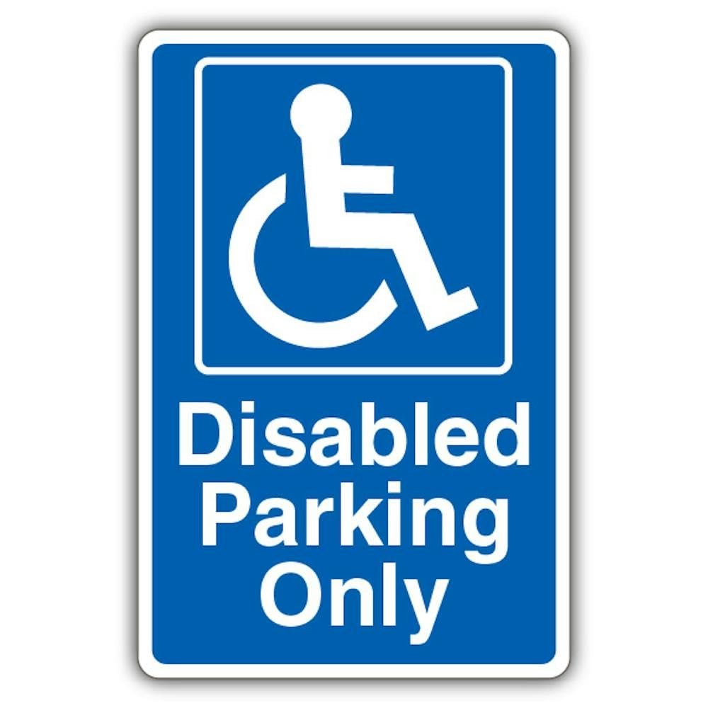 V Safety Disabled Parking Only - Mandatory Safety Sign - 300 x 450 mm - Self Adhesive Vinyl