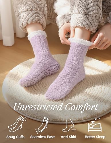 Image of TEHOOK Warm & Cozy Gifts for Women, Fluffy Fuzzy Plush Sleeping Slipper Socks - Soft Warm Fabric