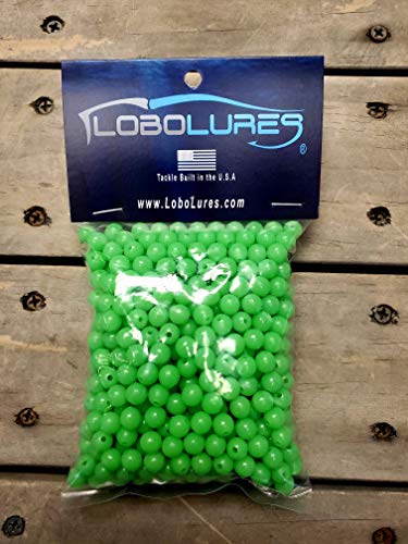 Lobo Lures 500 Pcs 8mm Lumo Chartreus Super Glow Bead Fishing Tackle Rigging Big Game Lure & Crankbait