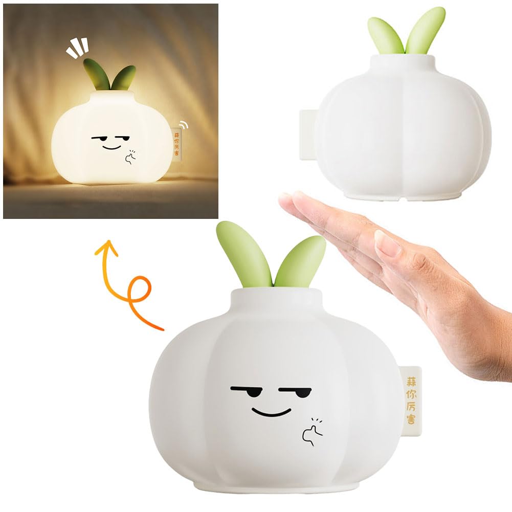 Luz Nocturna de Dibujos Animados de ajo de Silicona Suave - Lámpara de Noche con iluminación cálida para guardería, decoración de Escritorio