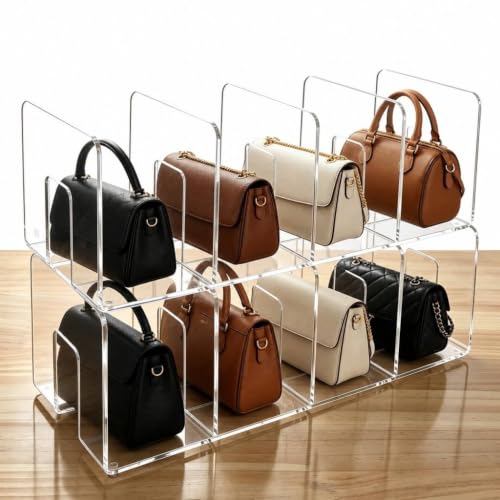 Lovemolly 2 Pack 8-Slot Clear Acrylic Purse Organizer for Closet Storage